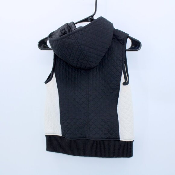 Ann Taylor LOFT Petites Quilted Black And White Hooded Vest - Picture 5 of 10